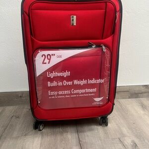 Lightweight Red Suitcase with Built-in Indicator
